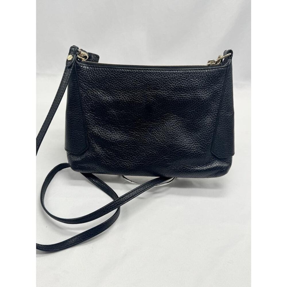 Henri Bendel Crossbody Bag Womens Small Black Pebbled Leather Zip Shoulder Purse - Picture 5 of 11
